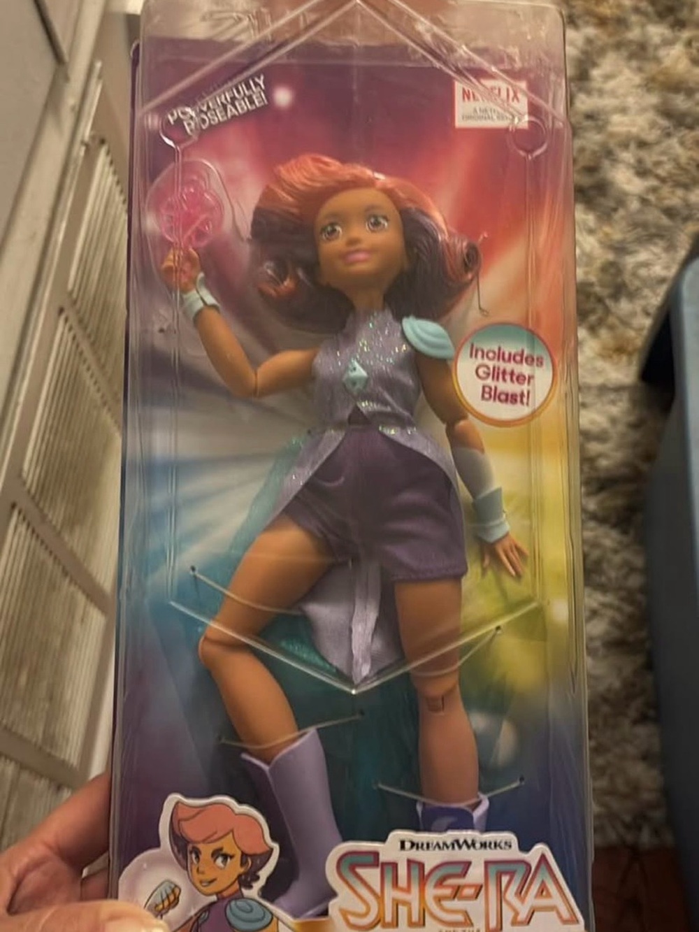 DreamWorks She-Ra Purple Doll with Teal Accents and Glitter Blast